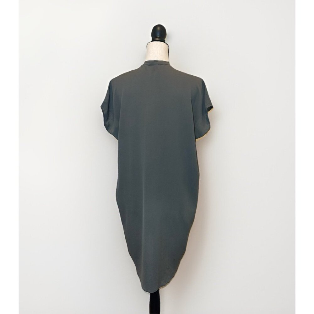 Vince Dress Women’s Medium Silk Olive Green Gray Tunic Shirt Dress - Picture 2 of 14
